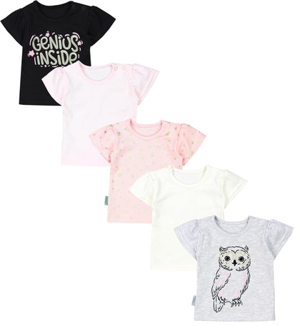 TupTam Baby Mädchen Kurzarm T-Shirt Gemustert Bunt 5er Set