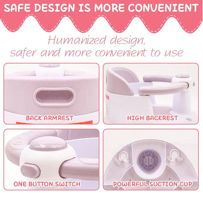 Baby Bath Seat for Babies from 6 Months, Non-Slip Baby Bath Chair, Portable Bath Seat with Suction Cups, Baby Bathtub Toddler Bath Support for Shower (Yellow)