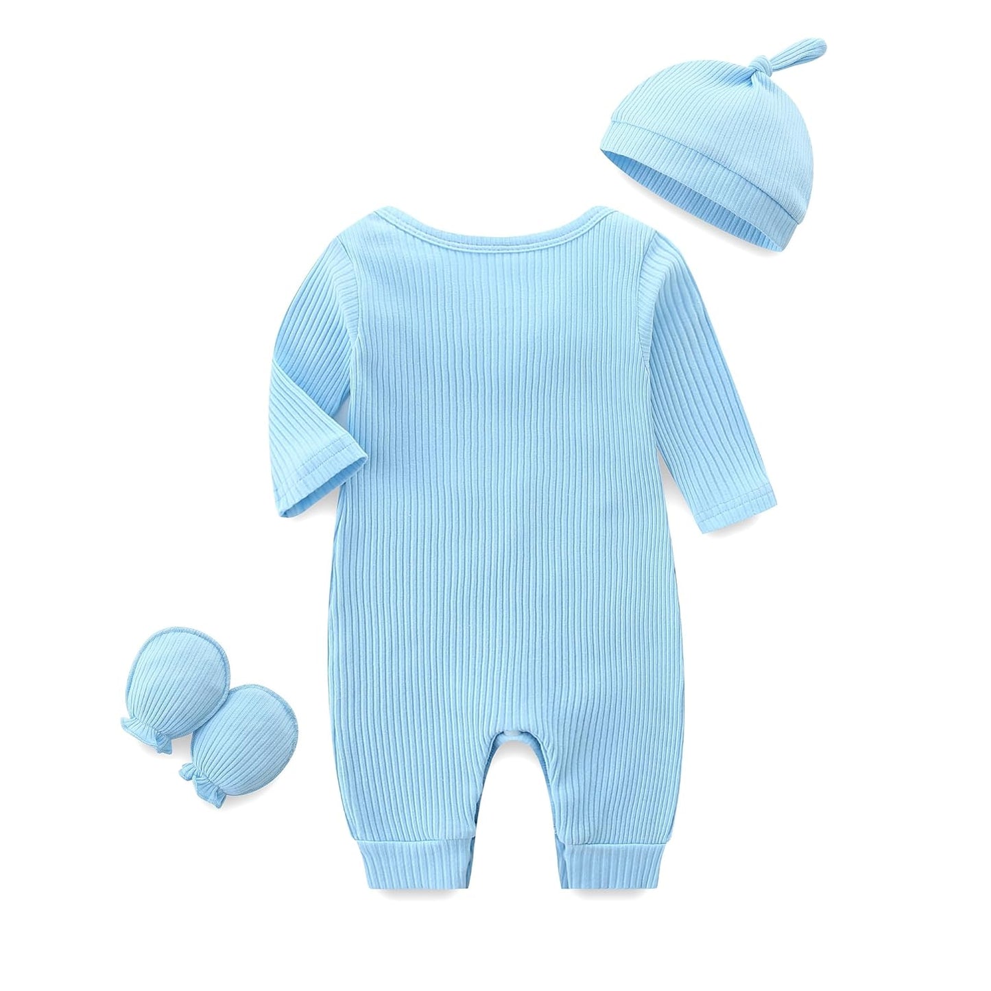 KIDDLETOWN Baby-Pyjama, Neugeborenen-Strampler, 3er-Pack, Schlafanzug mit Hut und Handschuhen, Baby-Pyjama aus Baumwolle, Langarm-Pyjama, Strampler, 0-3 Monate, Kleidung für Mädchen und Jungen