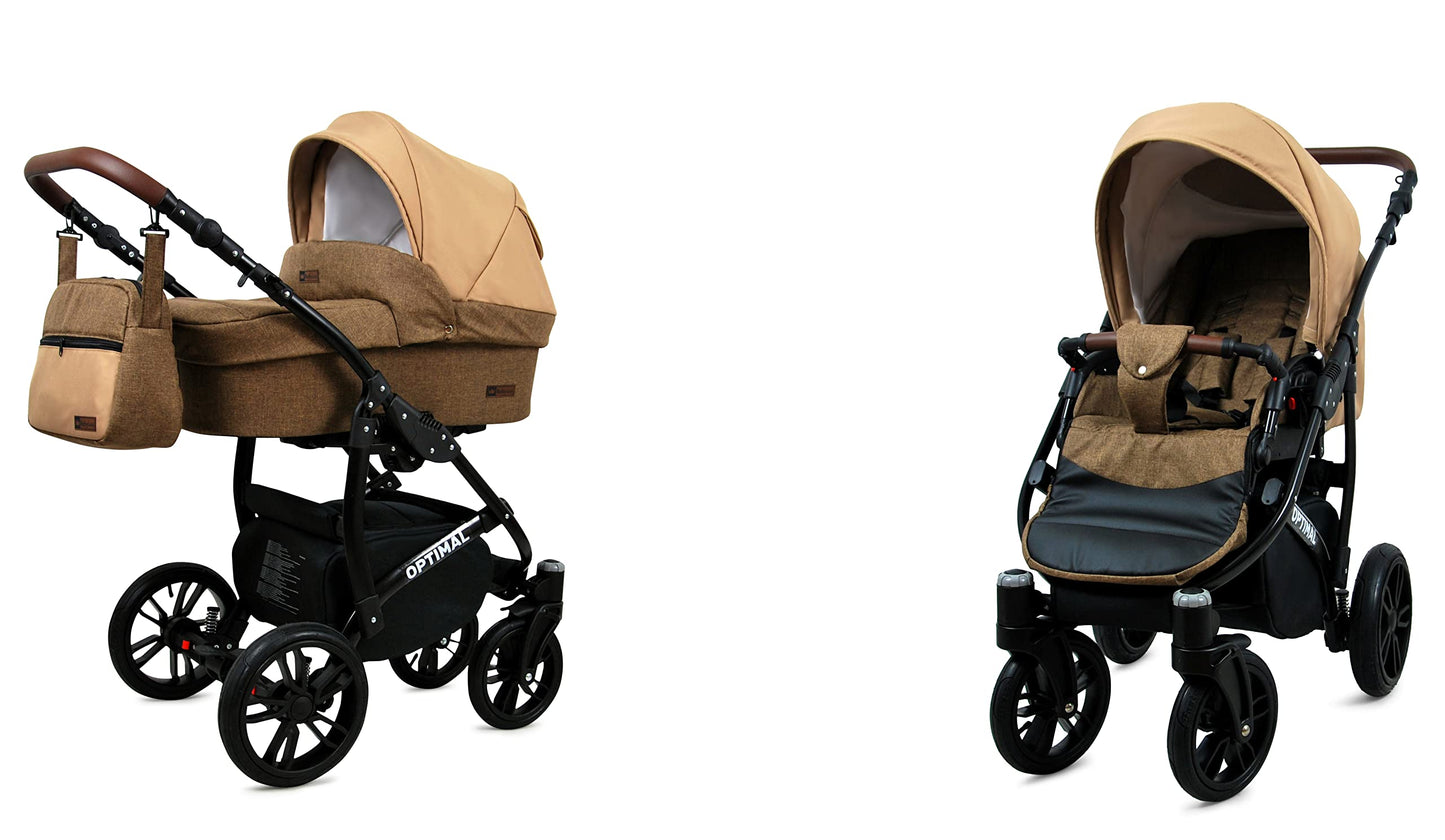 BabyLux® Kinderwagen Set 4 in 1 - Optimal - incl. Babywanne, Buggy Sportsitz, Auto-Babyschale, ISOFIX-Basisstation - Autositz - Kinderwagenset - Kombikinderwagen mit Wickeltasche usw.