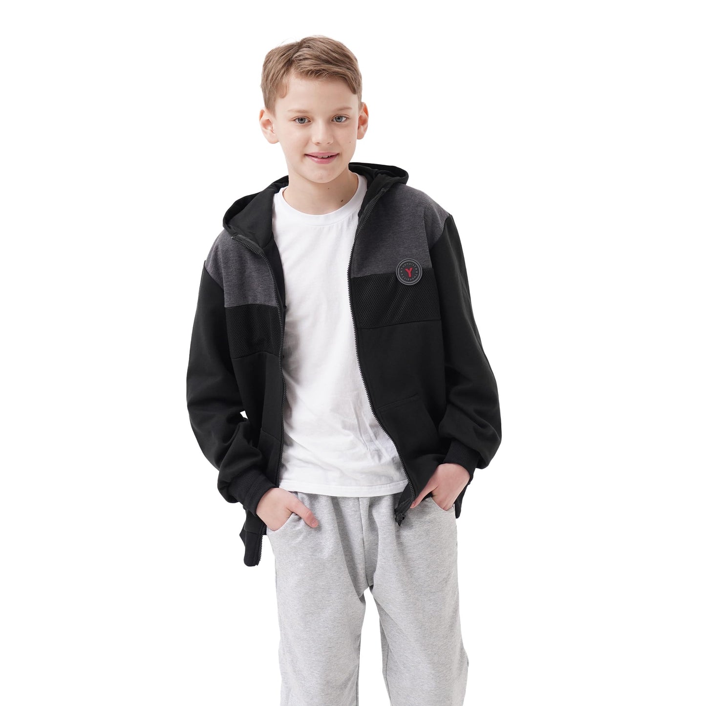 Ywenaisy Sweatjacke Jungen Zip Jacke Jungen Pullover Jungen mit Kapuze Zip Hoodie Kinder Jungen Sweatshirts Kapuzenpullover für Jungen Streetwear Hoodie Jungen für Jahre 8-16 und Höhe 116-170 cm