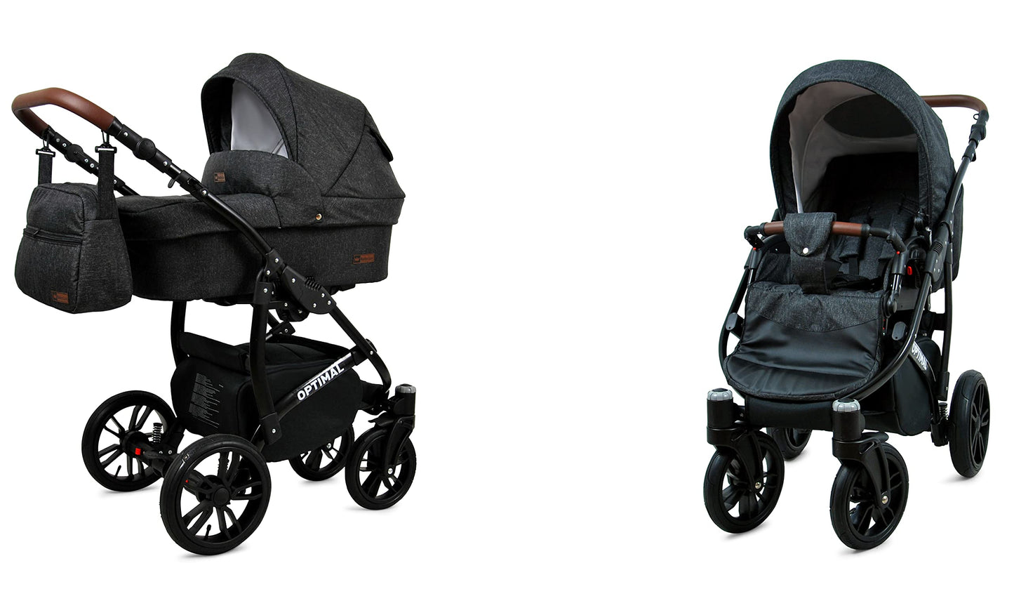 BabyLux® Kinderwagen Set 4 in 1 - Optimal - incl. Babywanne, Buggy Sportsitz, Auto-Babyschale, ISOFIX-Basisstation - Autositz - Kinderwagenset - Kombikinderwagen mit Wickeltasche usw.