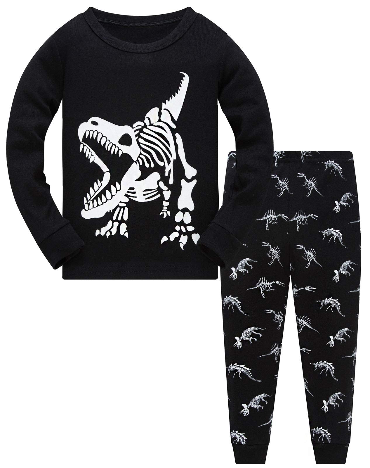 Jungen Pyjamas, Dinosaurier Langarm Zweiteiler Pyjama, Kinder Baumwolle Pyjama Set, Winter, Weihnachten Nachtwäsche, Größe 1–12 Jahre