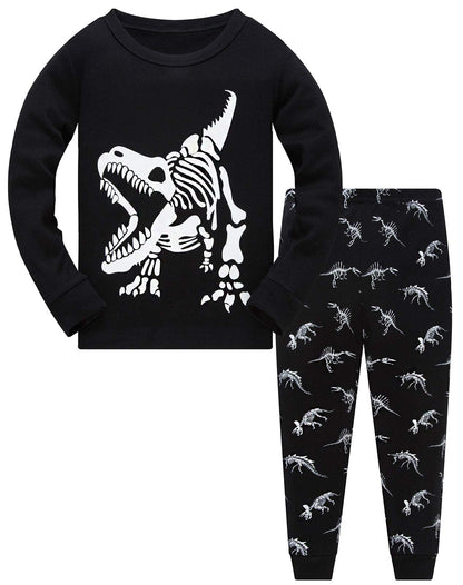 Jungen Pyjamas, Dinosaurier Langarm Zweiteiler Pyjama, Kinder Baumwolle Pyjama Set, Winter, Weihnachten Nachtwäsche, Größe 1–12 Jahre