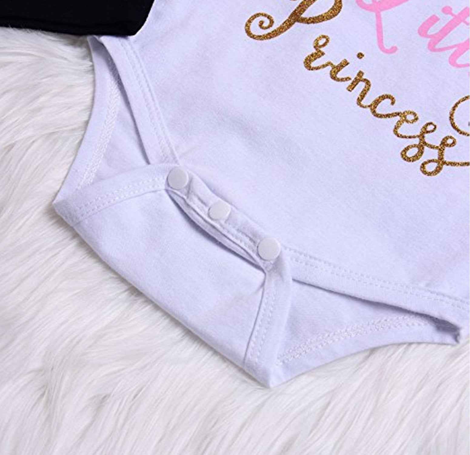 Juflam Cute Newborn Baby Girl Outfit Daddy Little Princess Romper + Flower Trousers + Hat + Flower Headband Set of 4