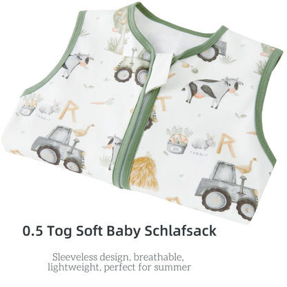 Chilsuessy Summer Baby Sleeping Bag, Small Children’s Sleeveless Pyjamas for Summer and Spring, 100 % Cotton