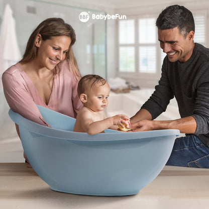 BabybeFun Baby Badewanne mit Badewanneneinsatz für Neugeborene [Testsieger] Rutschfeste Babybadewanne für Babys und Kleinkinder [0-12 Monate] Babywanne für Dusche Badewanne Weiß