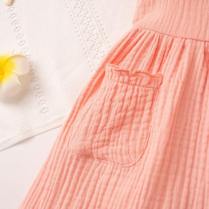 Kleinkinder Mädchen Sommerkleid Rüschenärmel Rundhalsausschnitt Knopfleiste Kleid lässiges Herbst A-Linien Party Kinderkleider 2-6 Jahre