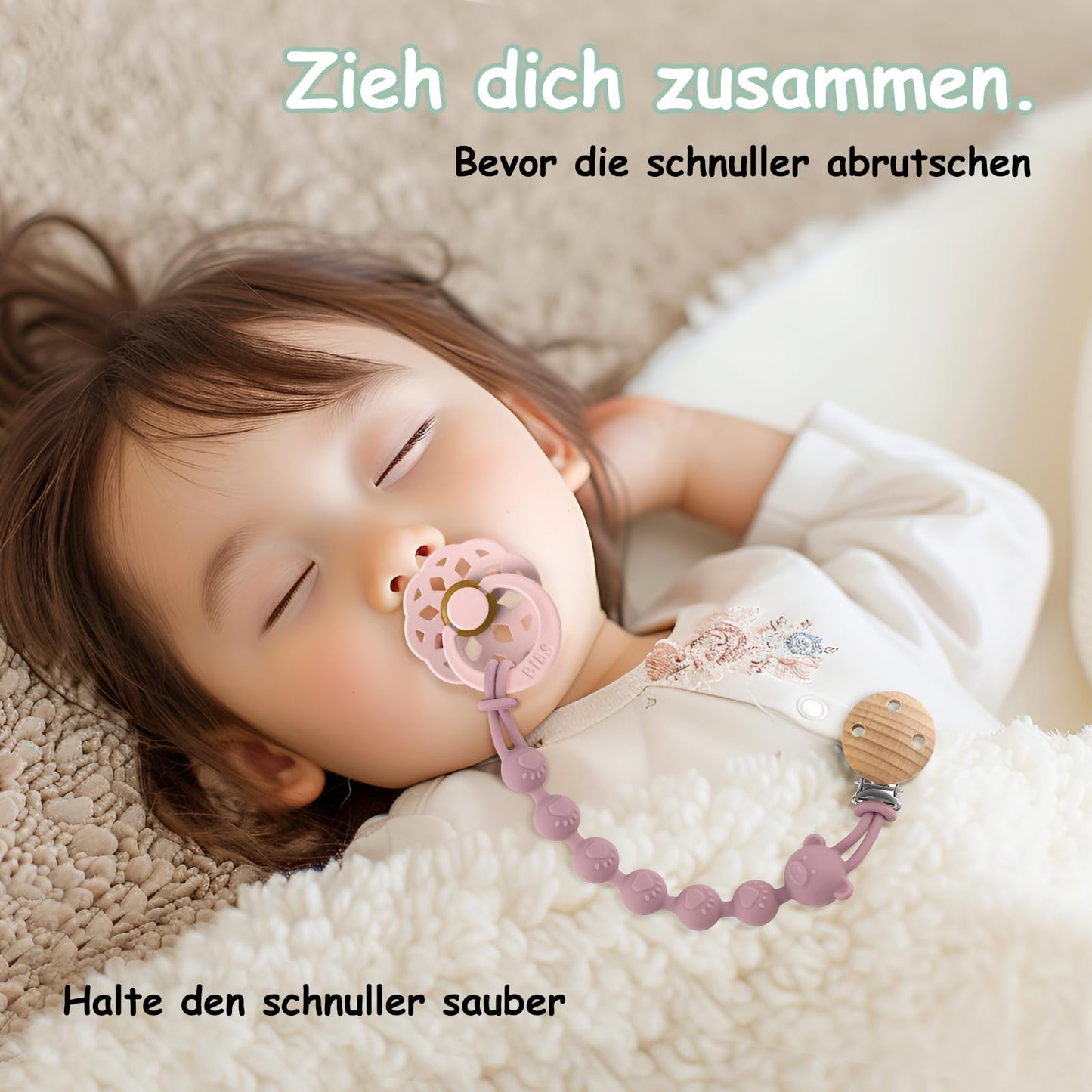 3er-Pack Schnullerkette Aus Silikon, Schnullerkette Mädchen und Mit Namen Junge, Geeignet für Baby, Hält Schnuller Sauber, Weiche Flexible BPA Frei Langlebig–Hohe Robustheit, Mandel Grün Blau