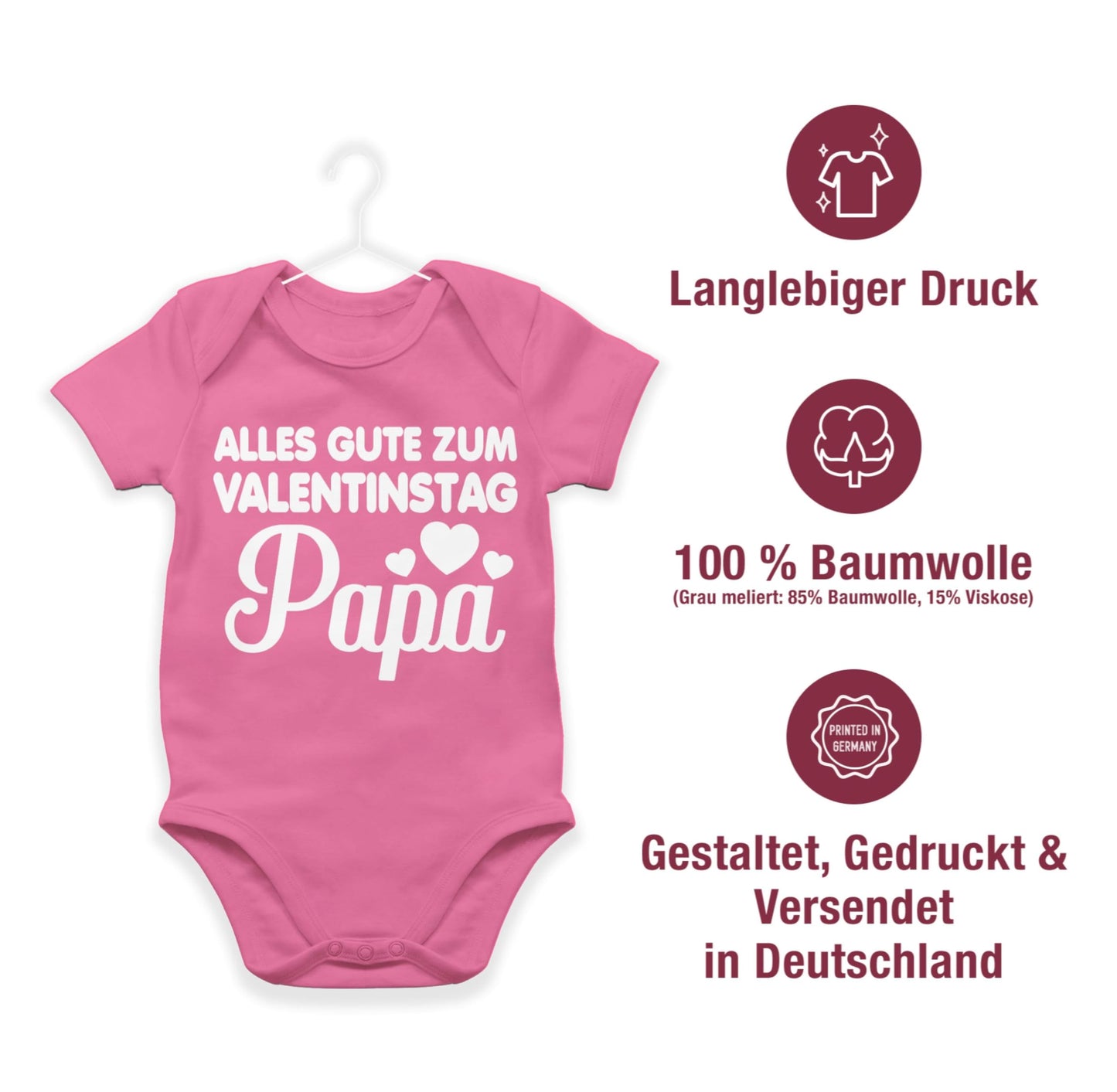 Baby Body Junge Mädchen - Partner - Alles gute zum Valentinstag Papa - weiß
