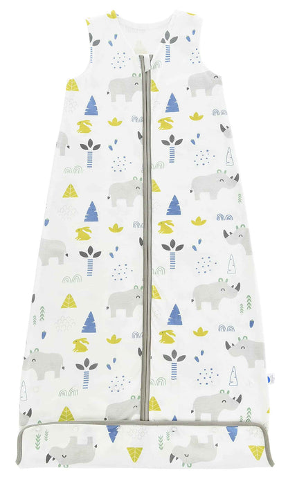 Chilsuessy Children's Sleeping Bag 1.5 Tog Pack of 2 Baby Sleeping Bag Made of 100% Cotton, Baby All-Year Sleeping Bag Pyjamas for Boys and Girls, 1.5 Tog/Elephant Lion + Green, 110 cm / Baby Height
