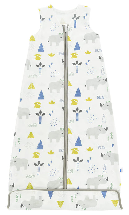 Chilsuessy Children's Sleeping Bag 1.5 Tog Pack of 2 Baby Sleeping Bag Made of 100% Cotton, Baby All-Year Sleeping Bag Pyjamas for Boys and Girls, 1.5 Tog/Elephant Lion + Green, 110 cm / Baby Height