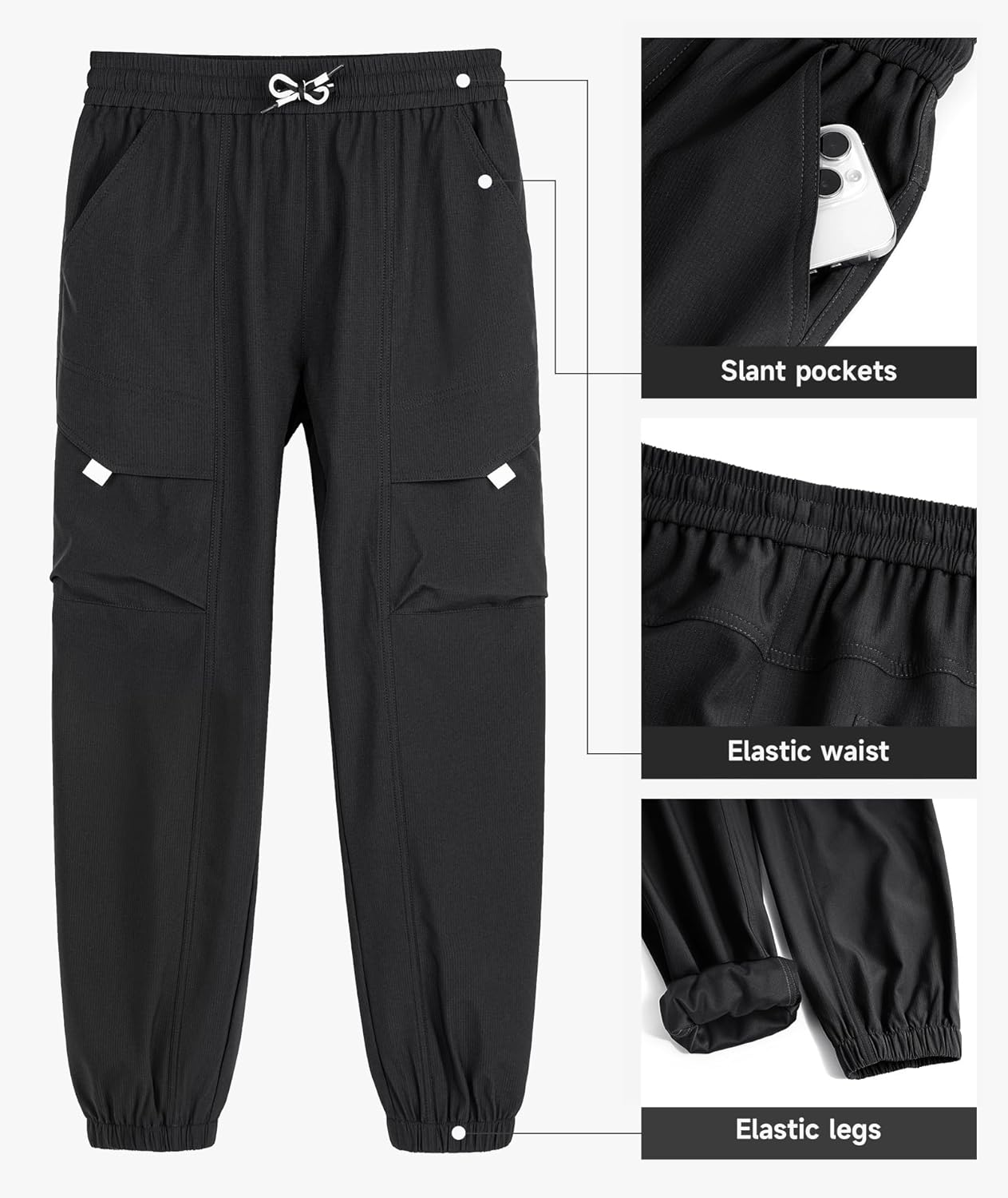 YOUNGSOUL Cargohose Jungen Wasserdicht Kinder Wanderhose Outdoor Jungs Cargo Hose mit Gummizug