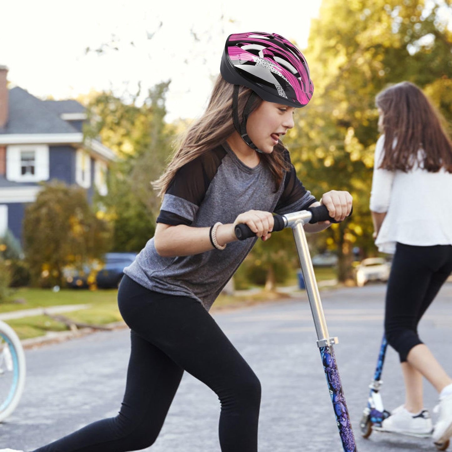 Kinderhelm, Fahrradhelm, Alter 3–13 Jahre, verstellbarer Fahrradhelm für Jungen, Mädchen und Kleinkinder, Kinder-Fahrradhelm und Polster-Set für Jungen und Mädchen, komplettes Sicherheitsset für
