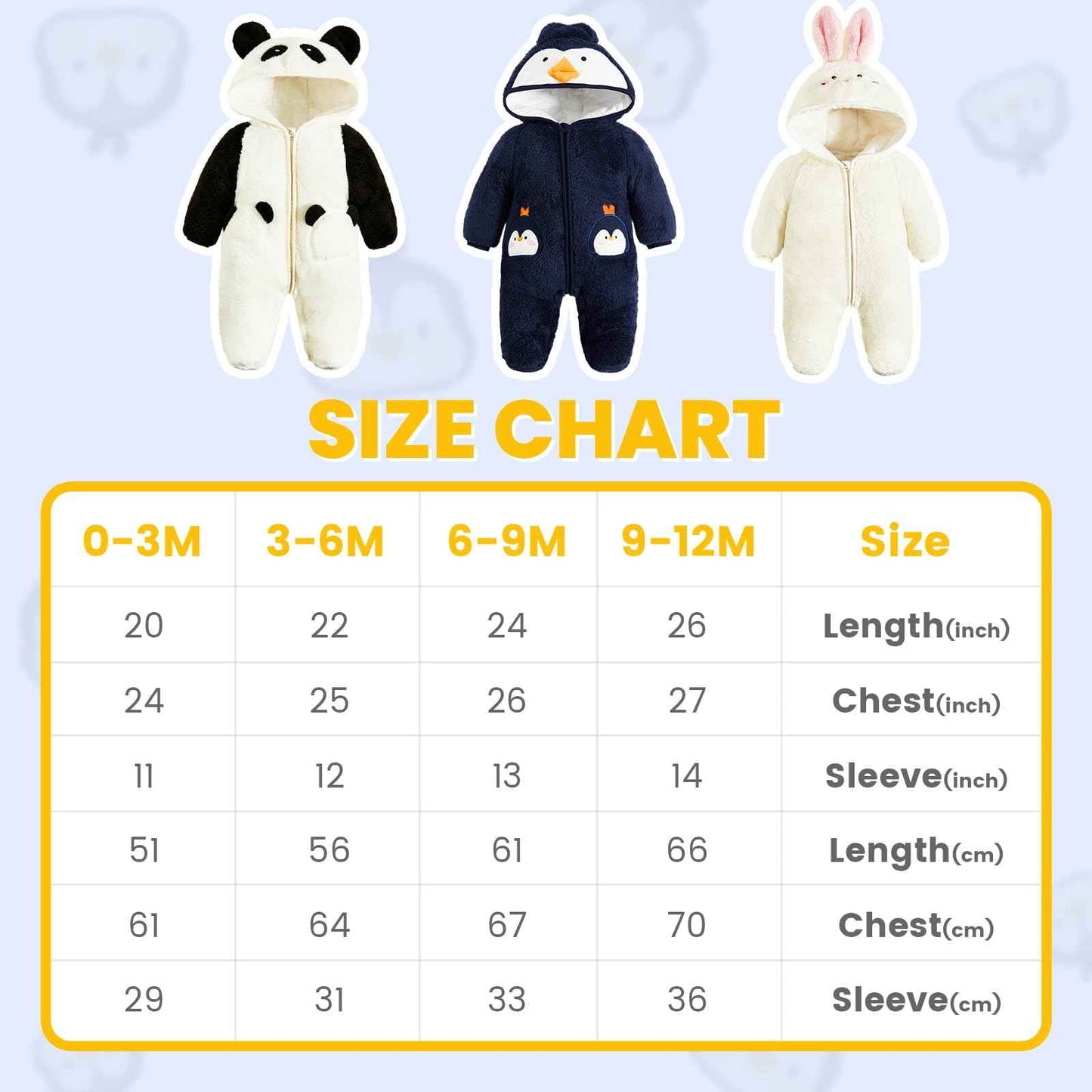 JiAmy Baby Winter Snowsuit, Toddler Girls Boys Warm Fleece Jumpsuit Fleece Romper Girls Boys Long Sleeve Jumpsuit 0-12 Months