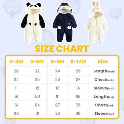 JiAmy Baby Winter Snowsuit, Toddler Girls Boys Warm Fleece Jumpsuit Fleece Romper Girls Boys Long Sleeve Jumpsuit 0-12 Months