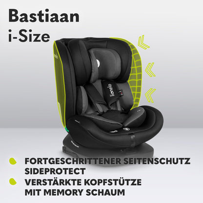 LIONELO Bastiaan i-Size One 360o drehbarer Autositz für Kinder von 40-150 cm, Montage in Fahrtrichtung und entgegen der Fahrtrichtung möglich, ISOFIX Pas TopTether Einstellbare Rückenlehne