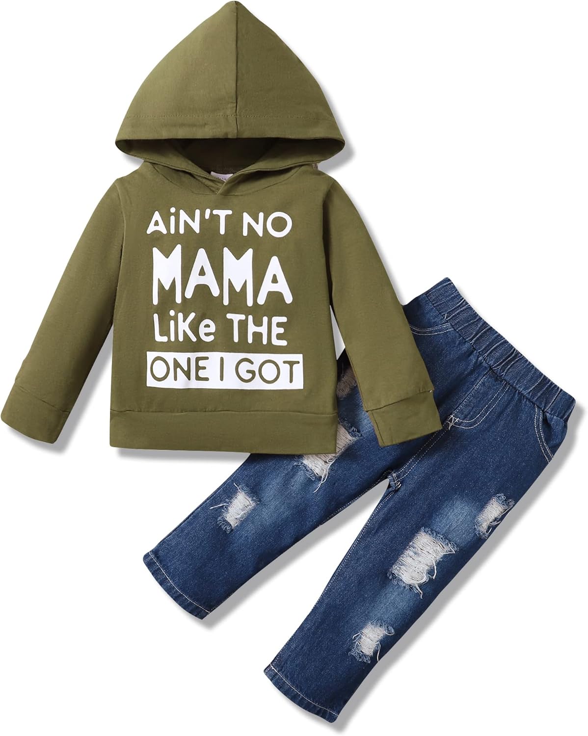 SOLOYEE Baby Boys Outfits Clothing Sets Toddler Clothing Boy 1-5 Years Letter Pattern Long Sleeves with Hood Sweatshirt and Baby Jeans Boy 2-Piece Set