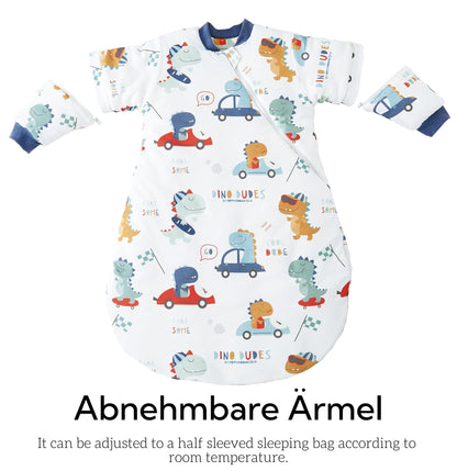 Chilsuessy Baby Sleeping Bag Winter with Removable Long Sleeve Organic Cotton Baby Sleeping Bag Small Children All-Year Sleeping Bag Pyjamas for Boys and Girls, Crown/2.5 Tog, 75-90 cm