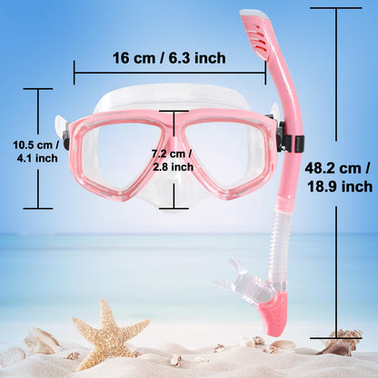 HIKOTEY Schnorchelset Erwachsene,Taucherbrille Schnorcheln Erwachsene Set mit Panorama-Weitblick Tauchmaske, Anti-Leck Schnorchelmaske für Schnorcheln, Schwimmen und Tauchen