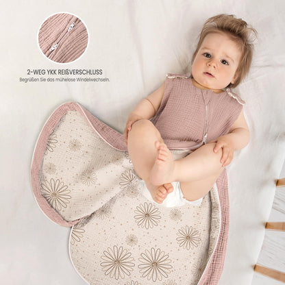 lulumoon Baby Sleeping Bag for 3-9 Months: Muslin Sleeping Bag Baby for Boys and Girls - Cotton Baby Sleeping Bag for 70 cm All-Year Children's Room