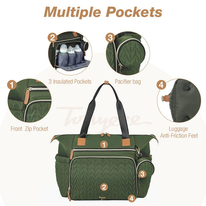 Wickeltasche mit Schnullertasche und Wickelunterlage, Wickelrucksack Multifunktions-Babytasche für Große Reisewindeltasche für Mama und Papa, isolierten Taschen-Dunkelblau