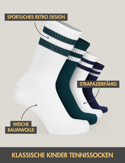 Basic Treasure 4 Paar Sportsocken Kinder, Kindersocken Baumwolle, Kinder Socken Jungen und Mädchen, Tennissocken