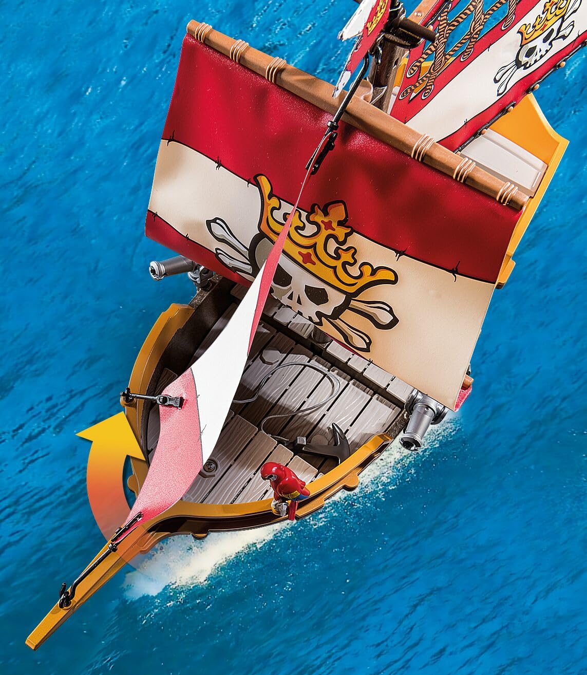 PLAYMOBIL Pirates 71418 Pirate Ship, Exciting Adventures on the High Sea, with Extensive Accessories such as Telescope, Compass and Cannons, Toy for Children from 4 Years