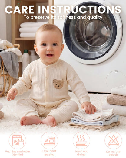 Baby Strampler Neugeborene Baumwolle Jumpsuit 2er-Pack Langarm Einteiligen Overall Kleidung für Baby Junge und Mädchen 0-12 Monate