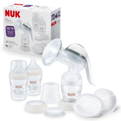 NUK Perfect Match Complete Feeding Set | Ab 0 Monate | Vario Express-Sterilisator, 4 Babyflaschen, Flaschenwärmer, Flaschenbürste und mehr | Regenbogen | 8 Stück