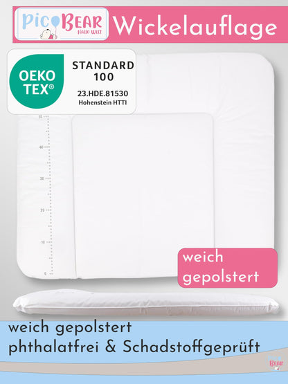 pic Bear Wickelauflage - hochwertige OEKO-TEX Wickeltischauflage - pflegeleichte Wickelunterlage - Auflage Wickelkommode - 85 x 72 cm - Sealife