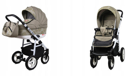 BabyLux® Kinderwagen Set 4 in 1 - Alu Way - incl. Babywanne, Buggy Sportsitz, Auto-Babyschale, ISOFIX-Basisstation - Autositz - Kinderwagenset - Kombikinderwagen mit Wickeltasche usw.