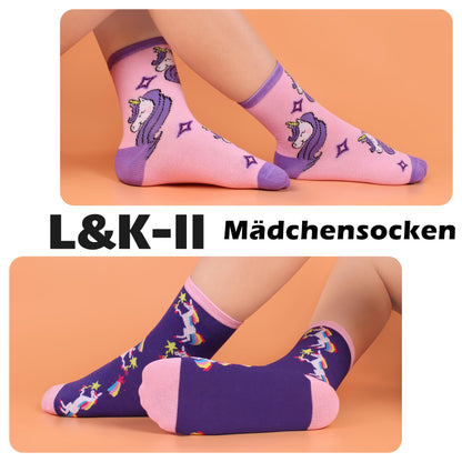 L&K-II 10er Kindersocken Mädchen Sneakersocken Baumwolle Mehrfarbig bunt Frühling Herbst 2823