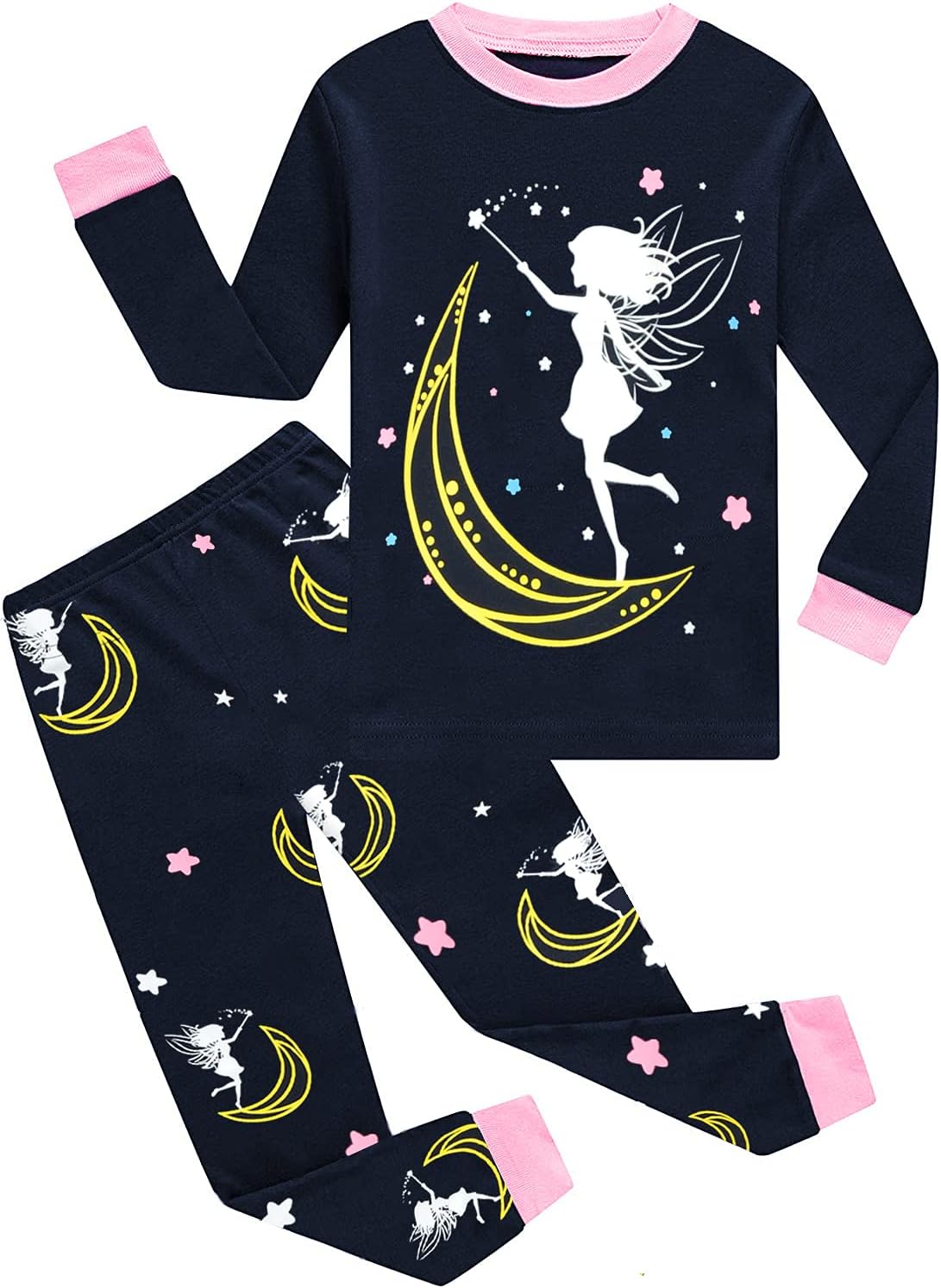 EULLA Kinder Mädchen Schlafanzüge Langarm Baumwolle Winter Pyjama Set Einhorn Prinzessin Dino Hase Eule Zweiteilig Nachtwäsche 1-10 Jahre 92 98 104 110 116 122 128 134 140