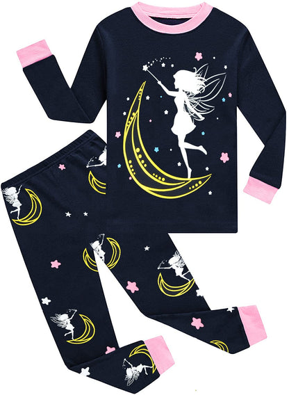 EULLA Children's Girls' Pyjamas Long Sleeve Cotton Winter Pyjama Set Unicorn Princess Dino Rabbit Owl Two Piece Sleepwear 1-10 Years 92 98 104 110 116 122 128 134 140