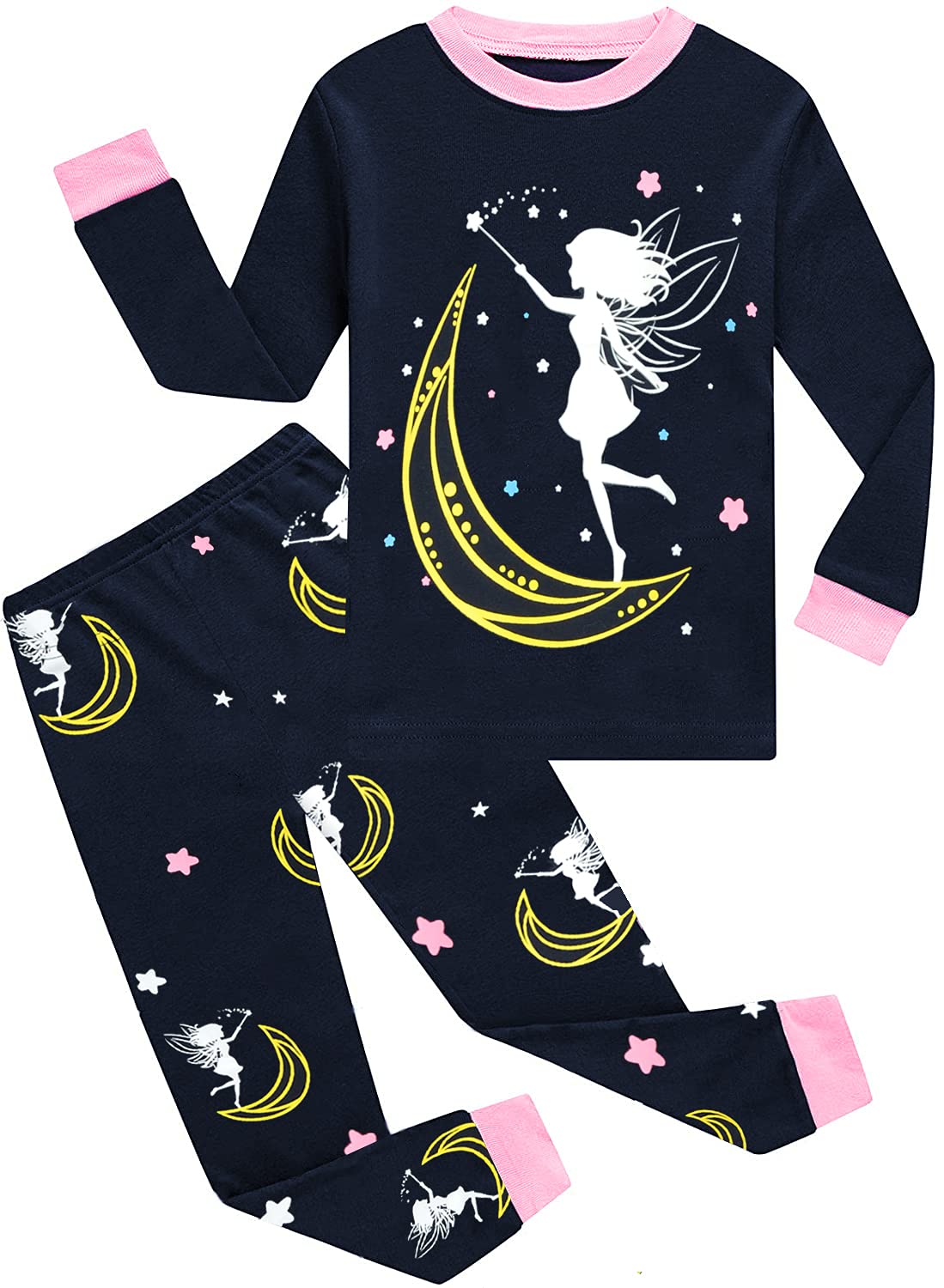 EULLA Children's Girls' Pyjamas Long Sleeve Cotton Winter Pyjama Set Unicorn Princess Dino Rabbit Owl Two Piece Sleepwear 1-10 Years 92 98 104 110 116 122 128 134 140