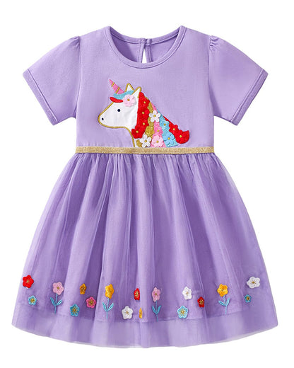 Kleinkind Mädchen Kurze Ärmel Ostern Kleid Baumwolle lässig Jersey Shirt Playwear Applique Kleid