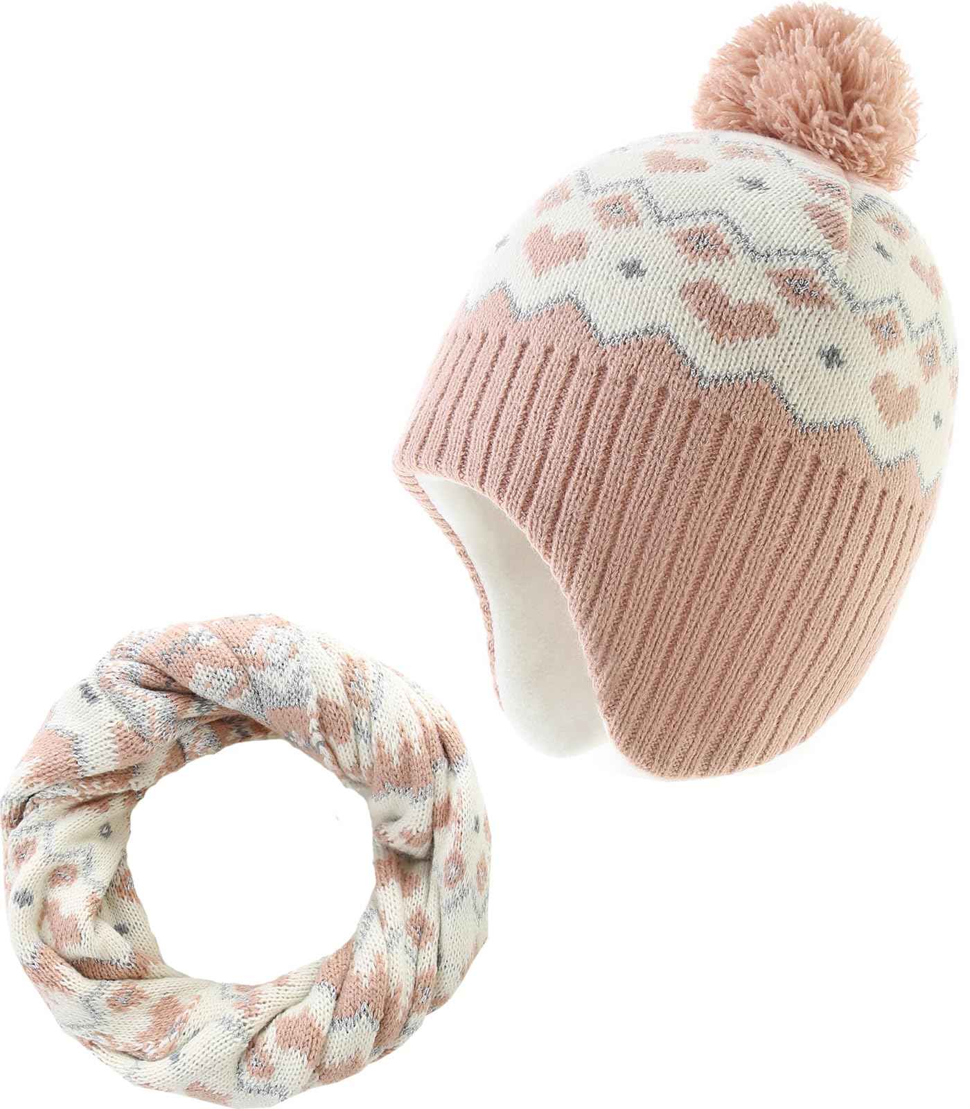 Winter Hat Girls Kids Beanie Earflap Pompom Baby Knitted Hat Girls