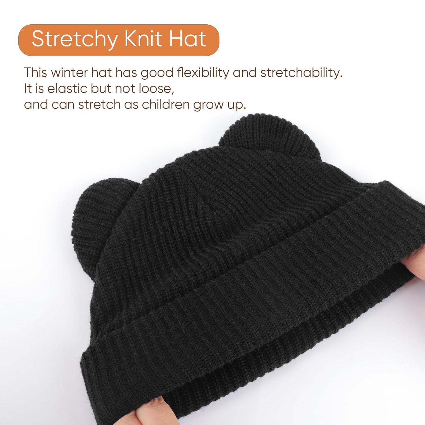 DRESHOW Toddler Beanie Baby Winter Hats Baby Soft Knitting Cute Bear Ears Hat for Boys Girls Warm Hat Hats for 0 Months - 24 Months 