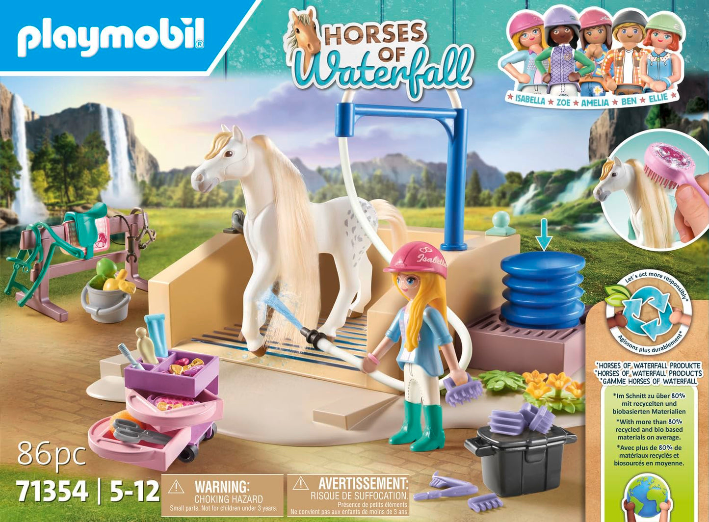 PLAYMOBIL Horses of Waterfall 71351 Waterfall Ranch, magisches Wasserfall-Paradies für Pferdefreunde, nachhaltiges Spielzeug für Kinder ab 5 Jahren