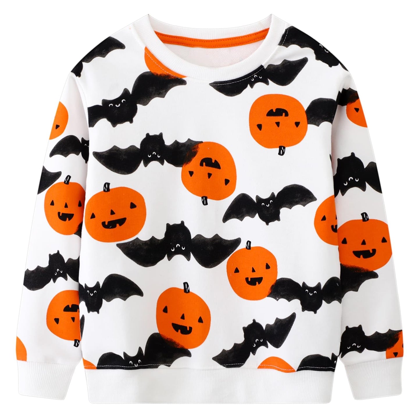 Baogaier Sweatshirt für Jungen Halloween Kürbisse Fledermaus Drucken Baumwolle Pullover Kinder Langarm Rundhalsausschnitt Shirt Activewear Tops Kleinkind Kleidung 2-7 Jahre, Gr.92-122