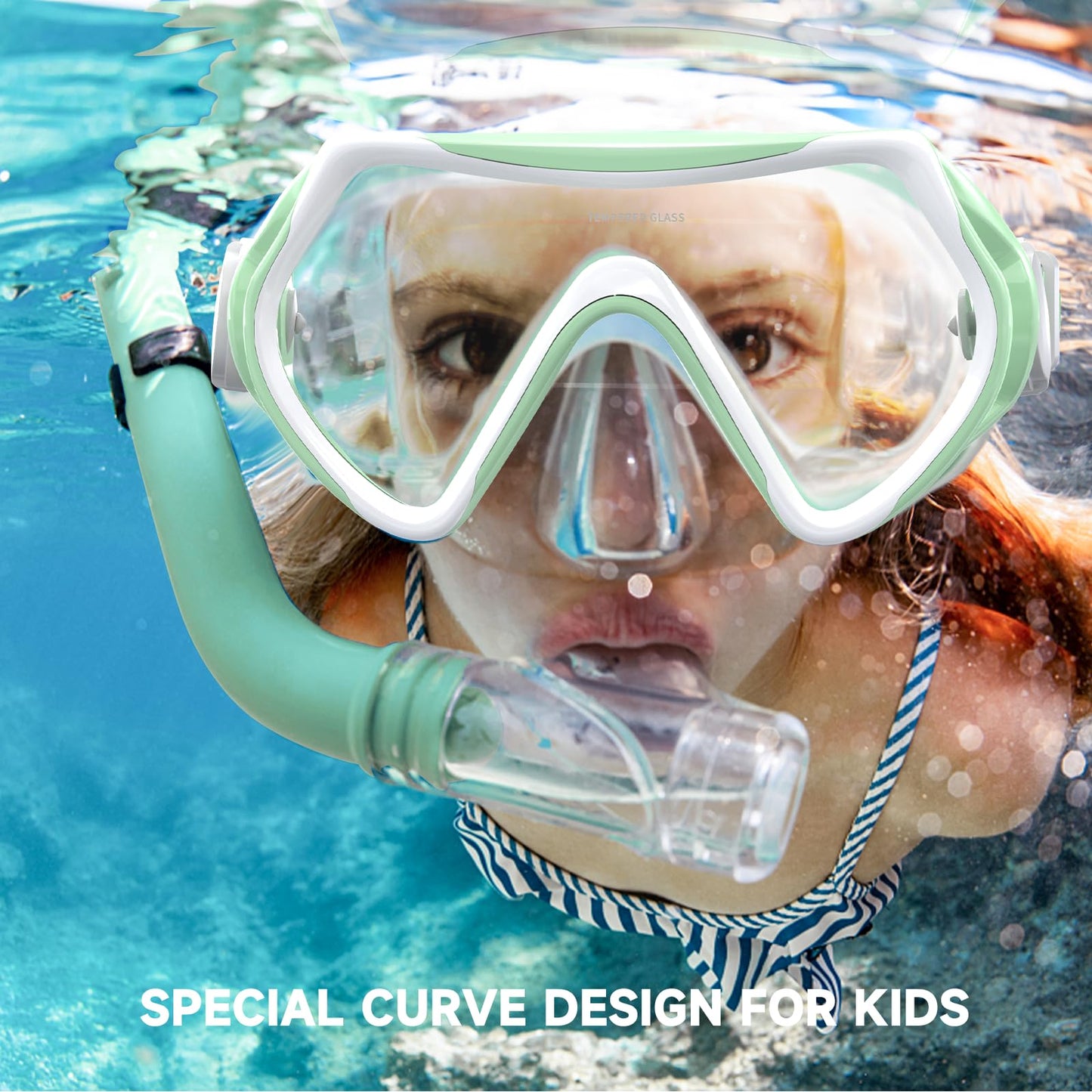 Findway Children's Diving Goggles, Swimming Goggles, Snorkel Mask for Boys Girls Teenagers, Diving Mask with Nose Cover, 180° Panorama, HD, Anti-Fog, Anti-Leak, Diving Goggles for Children 4-16 Years