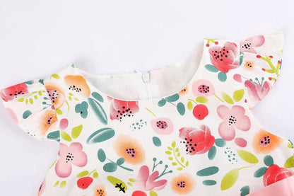 SMILING PINKER Girls Dress Cotton Flower Summer Party Girls Dresses