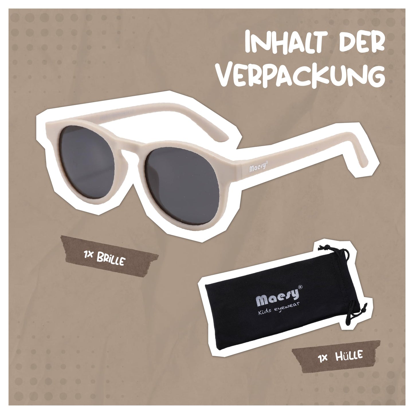 Maesy Faela Kindersonnenbrille für 3-6 Jahre - UV400 polarisierter Schutz - Flexibler und flexibler Rahmen - Sichere und bequeme Kindersonnenbrille für Kleinkinder