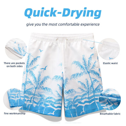 MEILONGER Boys' Swim Shorts Quick-drying Boardshorts with Mesh Lining Pockets and Adjustable Drawstring 