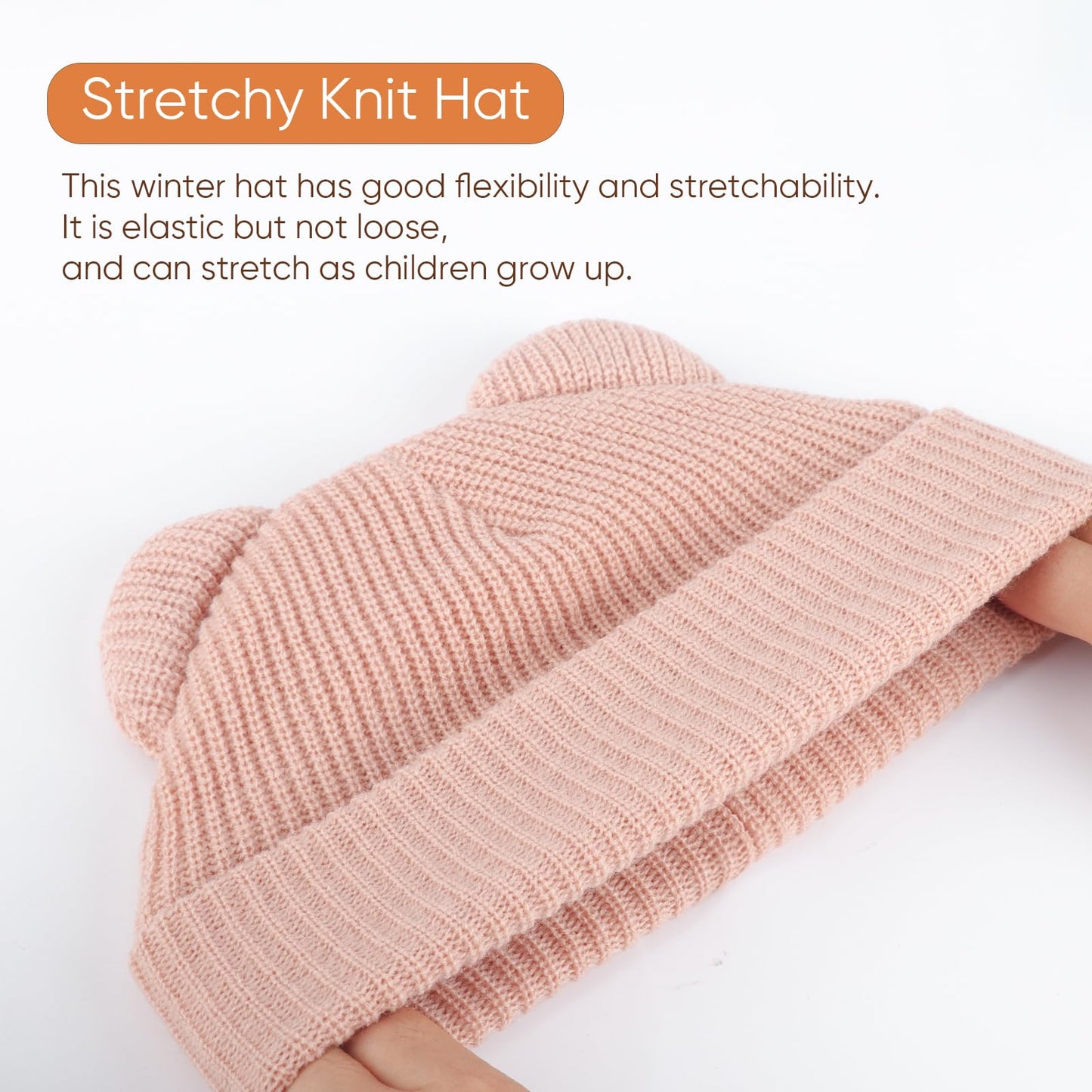 DRESHOW Toddler Beanie Baby Winter Hats Baby Soft Knitting Cute Bear Ears Hat for Boys Girls Warm Hat Hats for 0 Months - 24 Months 