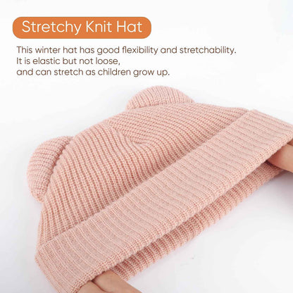 DRESHOW Toddler Beanie Baby Winter Hats Baby Soft Knitting Cute Bear Ears Hat for Boys Girls Warm Hat Hats for 0 Months - 24 Months
