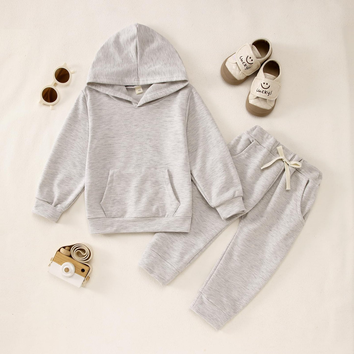BOUTIKOME Baby Clothing Boys Girls Outfits Newborn Baby Clothing Hoodie and Trousers Two Piece Set with Hood Warm Soft Long Sleeve Shirt Plain Children's Hoodie 