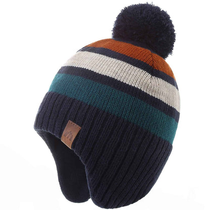 AHAHA Girls' Winter Hat, Earflap Beanie, Pompom Knitted Hats