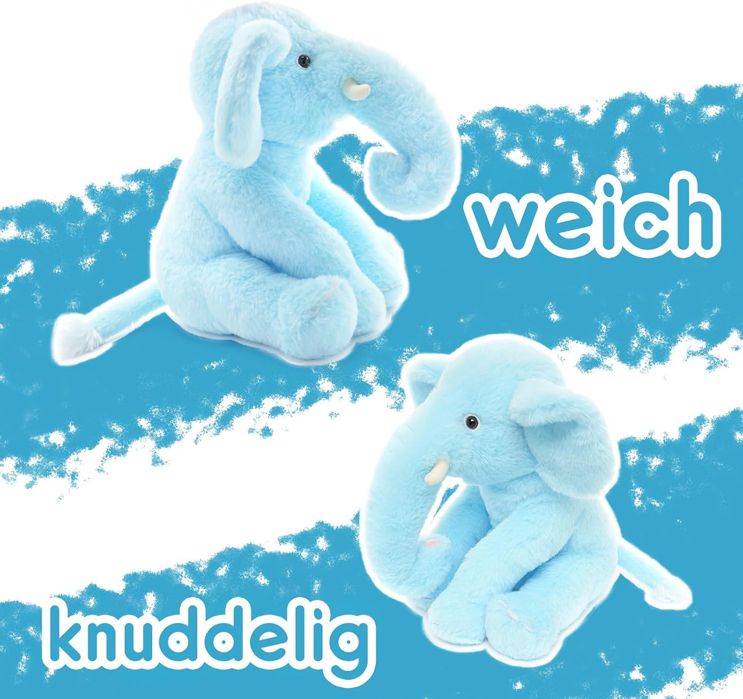 Plüsch Elefant 33 cm – Weiches rosa Kuscheltier mit großen Ohren & Langer Nase – Niedliches Stofftier für Kinder & Deko | Für Jungen, Mädchen, Kinder, Babyparty, Schlafzimmer, Weihnachten, Geburtstagsgeschenke